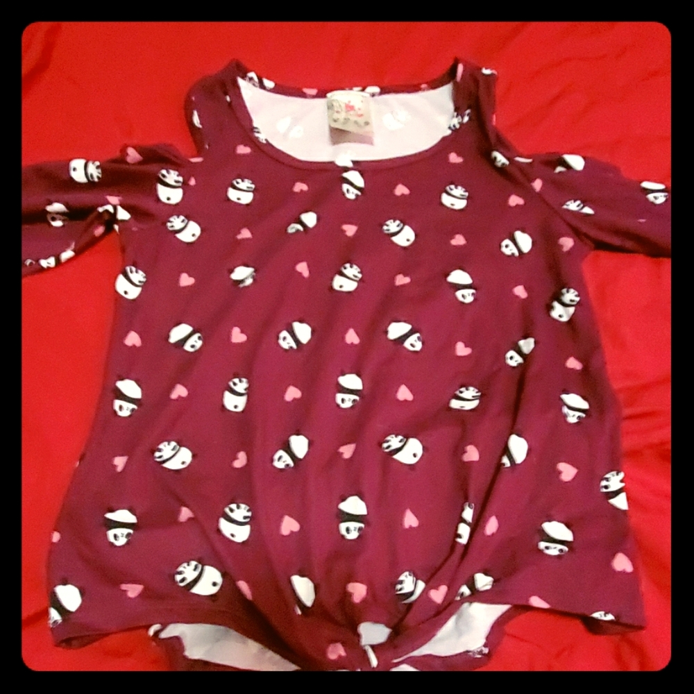 Girls cold shoulder front knot long sleeve tee